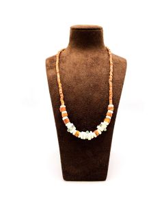 African Bauxite Stone and Recycled Glass Bead Necklace